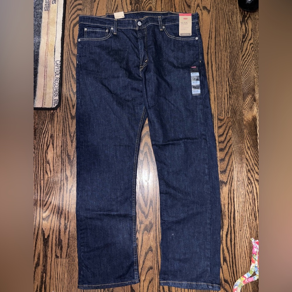 Levi's Men's Deep Indigo 513 slim straight stretch Jeans 38 x 30